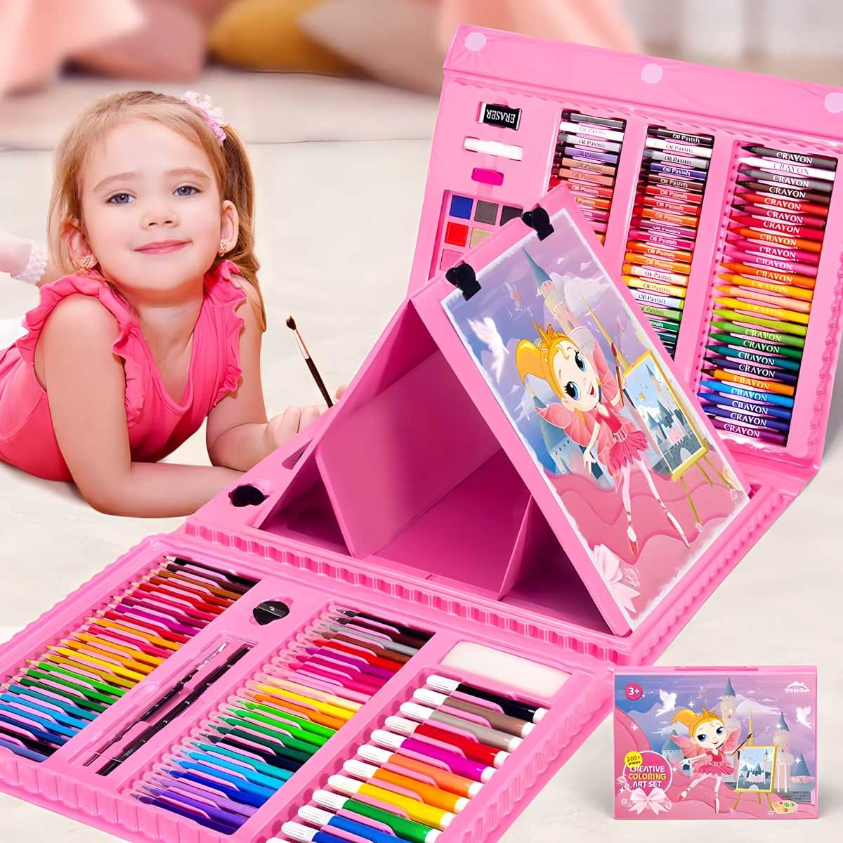 Kofer sa bojicama za decu - savršen set od 208 delova za crtanje i školu
